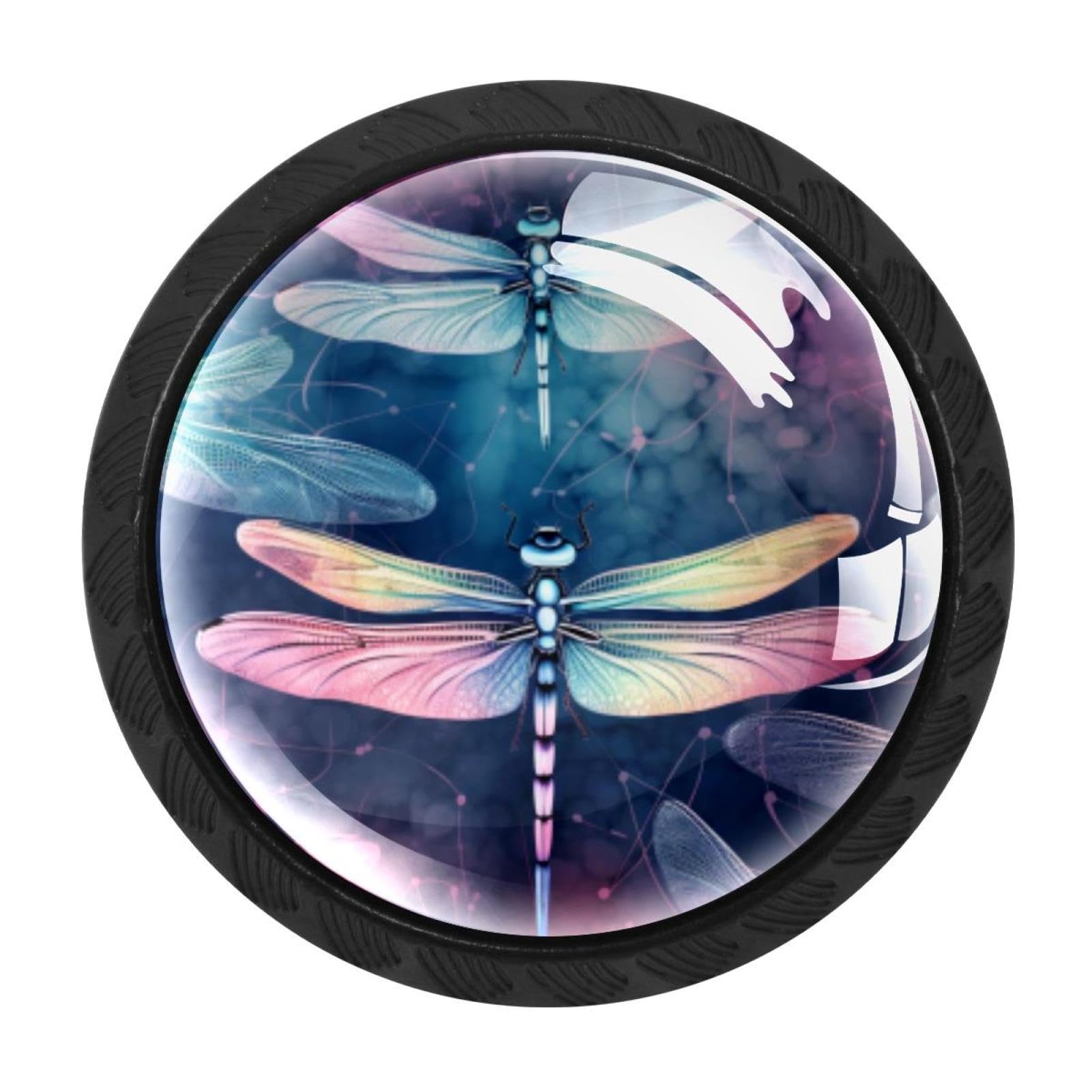 Chenzzzz Multicolored 16 4 Pack Black Dragonfly Cabinet Pulls With Screws, Kitchen Cabinet Knobs Hardware