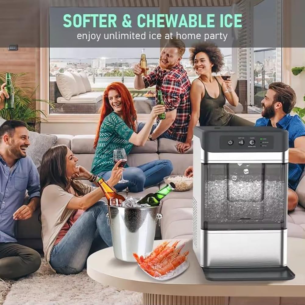 Control de máquinas de Fabricantes de Hielo para el Comercial de Fabricantes de Hielo crujible en el hogar, encimera de Fabricantes de Hielo, Limpieza automática, 17 kg en 24h, Fabricante de Cubos