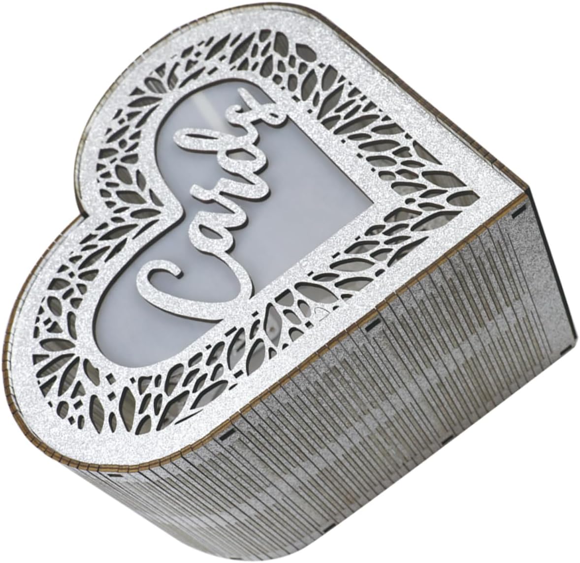 Ciieeo Wooden Heart-shaped Greeting Card Box Elegant Hollow Design for Weddings Birthdays and Special Events Versatile Keepsake Container for Cards and Memories