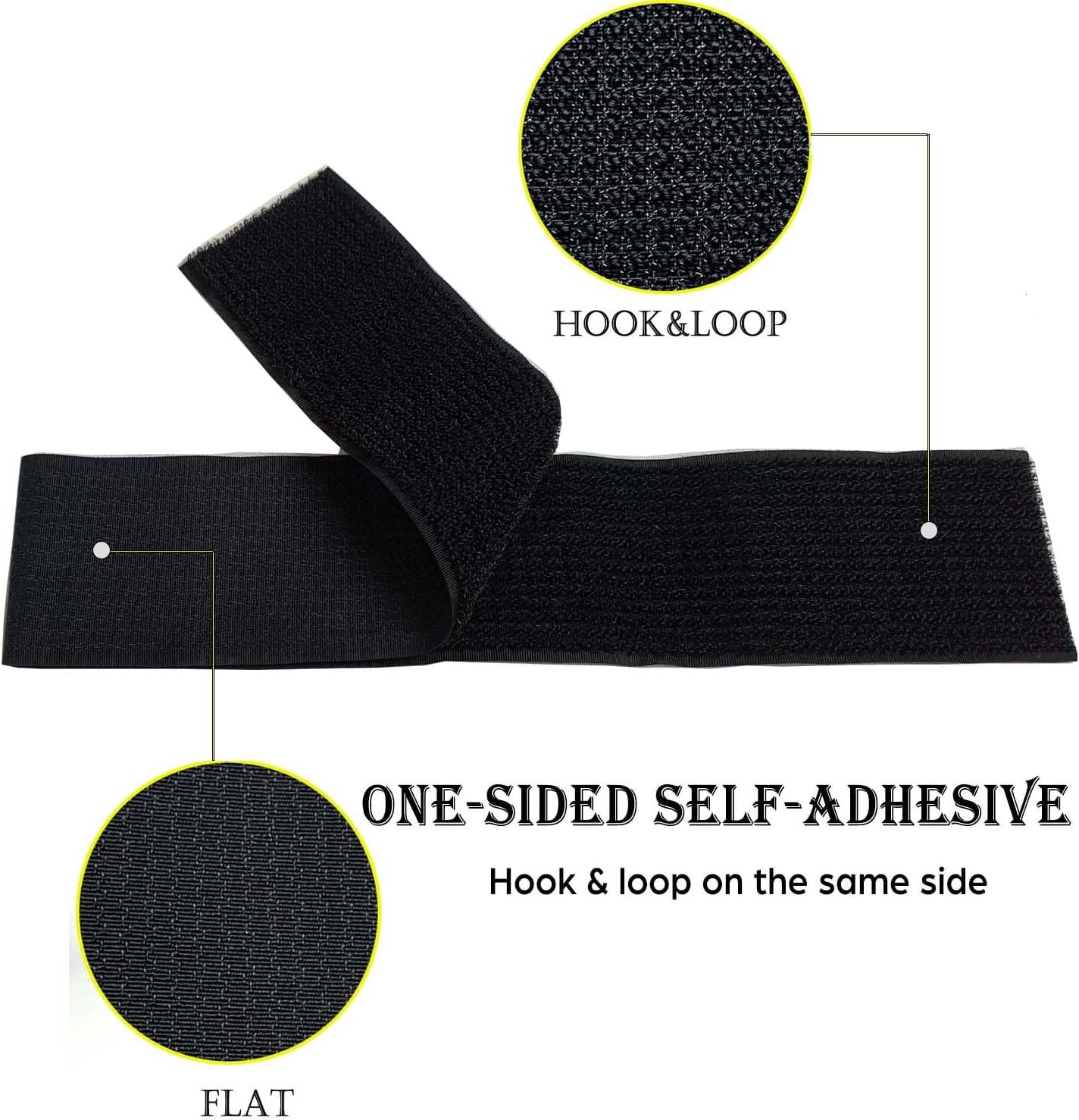 Wide 2" ×40 Ft Long Hook and Loop Cable Straps with 20 Heavy Plastic Buckles, Adjustable Nylon Tie Down Straps,Free Cut Length and Width, Reusable, Black