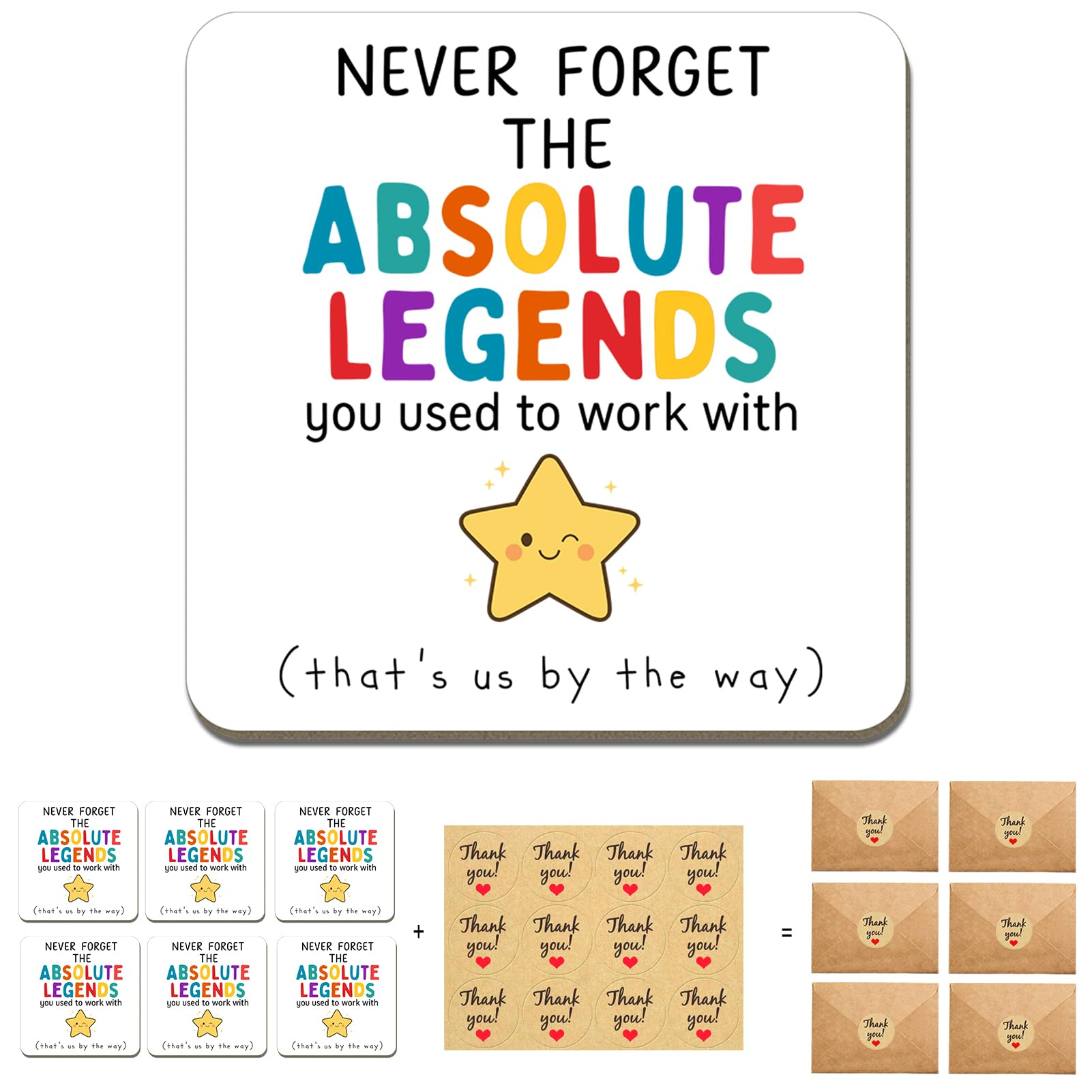 Coasters 6 Pcs Leaving Gifts for Colleagues Women Men, Farewell Colleague Leaving Gift for Coworkers, Retirement Gifts for Women Men, Teacher Boss Best Friend Sister Wife