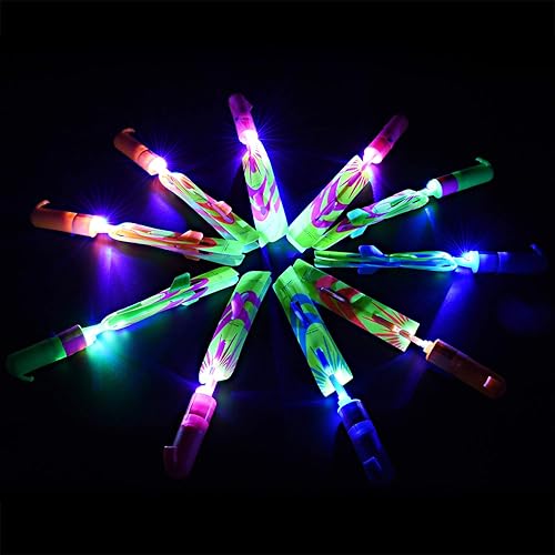 Miniatura 6 de Juguetes voladores de cohete con luces LED 12 piezas de juguete de tirachina para niños juego de verano al aire libre con 12 lanzadores  12