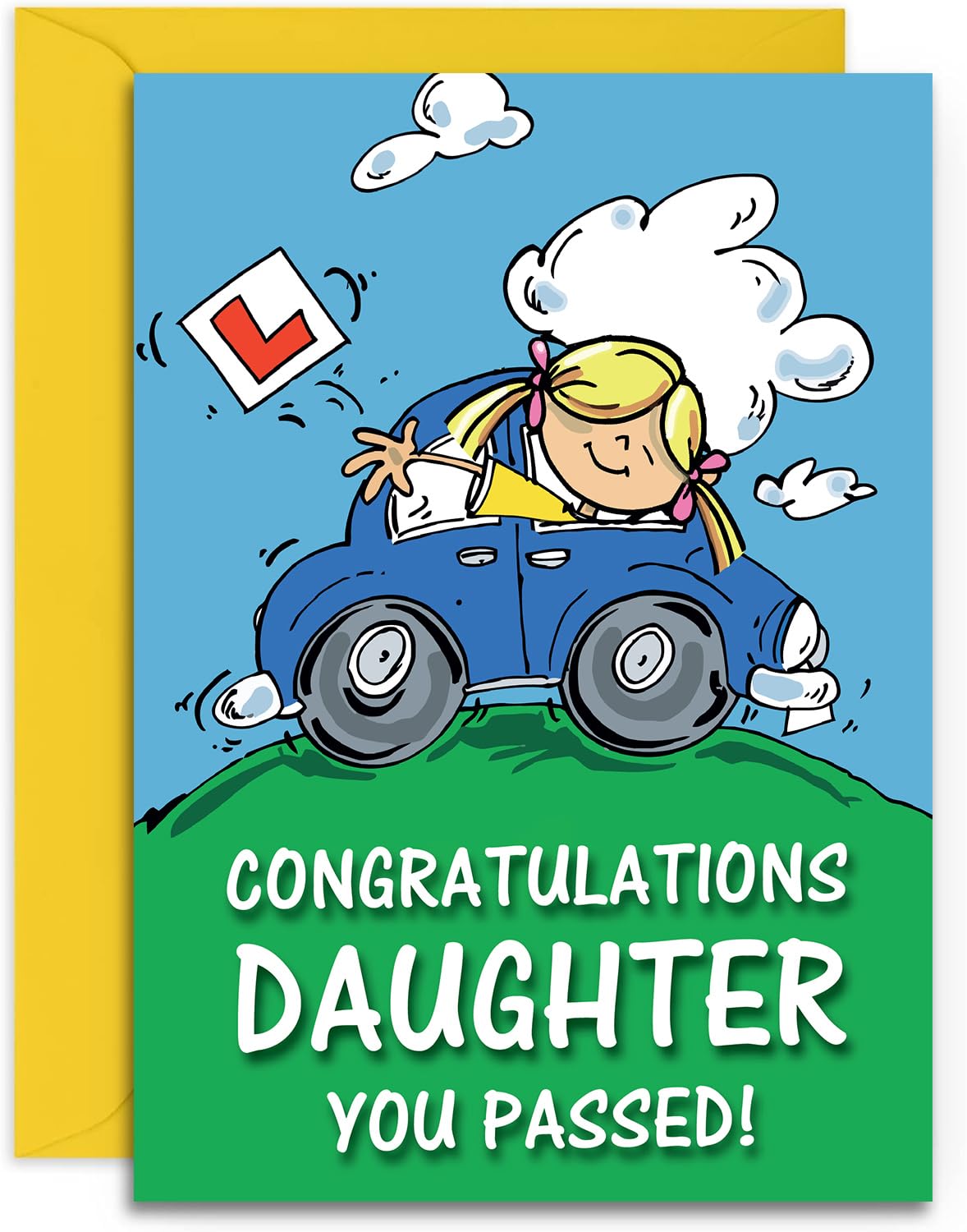 Daughter Driving Test Pass Congratulations Card - Medium Sized Card