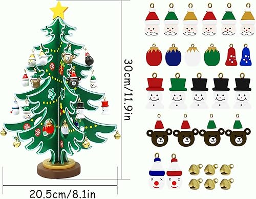 Miniatura 2 de Decoración de escritorio de árbol de Navidad de madera, calendario de adviento para árbol de Navidad, decoración de mesa con adornos