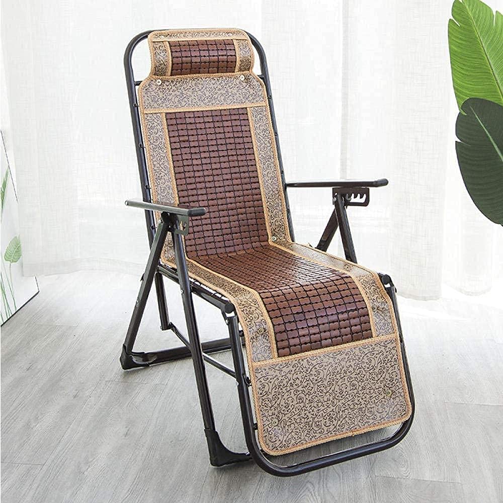 Folding Portable Lounge Chair Folding Recliner Sun Lounger Patio Lawn Chairs Reclining Bamboo Chair Seniors Summer Terrace Balcony Wicker Chair Household Beach-B-B (B)