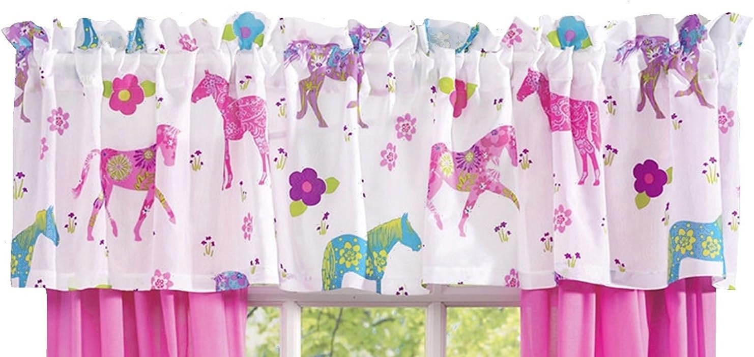 Pink Pony Western Horse Valance Curtain (84"w x 16"l) Window Treatment