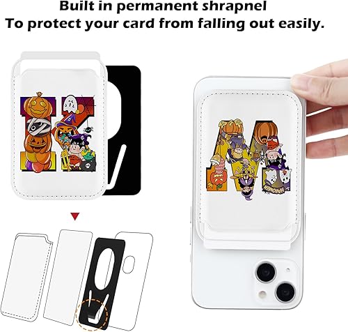 Miniatura 6 de WALLFID Cartera Magsafe de cuero compatible con iPhone 15141312 PlusProMax, tarjetero con RFID, diseño de la serie del alfabeto, W, Cartera magnética