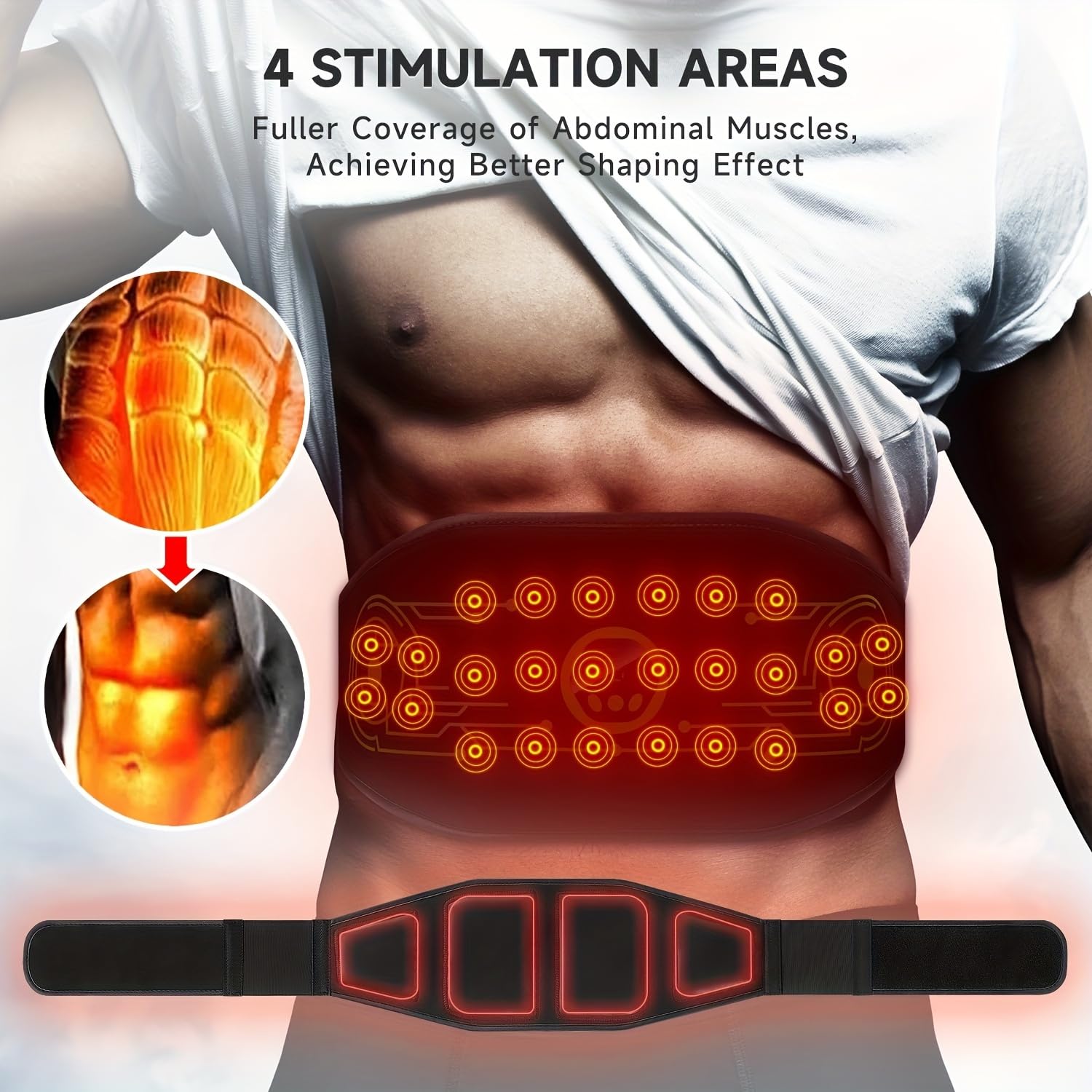Braload EMS Bauchmuskeltrainer Elektrisch, EMS Trainingsgerät für den Bauch, EMS Muskelstimulationsgürtel – 4 Stimulationszonen, 6 Modi, Sanfte Heim-Übungen, Unisex (Grün)