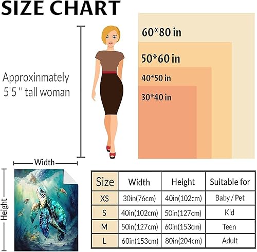 Miniatura 3 de Manta de tortuga para regalo, manta de 50 x 40 pulgadas, cálida, acogedora, suave, manta de regalo de tortuga marina para niñas, decoración en
