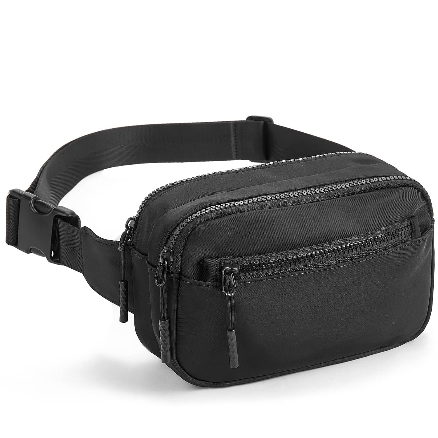 Waterproof Adjustable Mini Belt Fanny Pack | Multi-Pocket Side Waist Bag for Compact Travel, Casual, Sports, Walking, Cycling (Black)-image-21