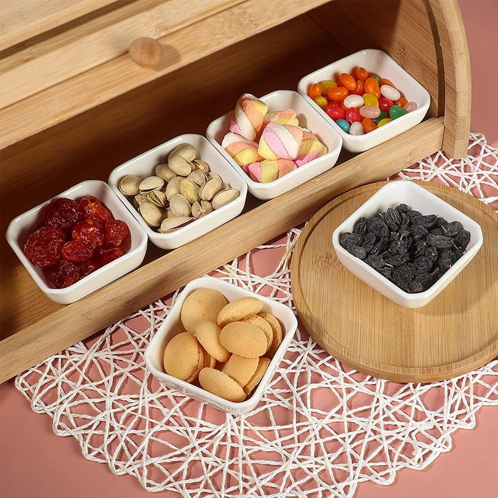 Set di 6 Ciotole in Ceramica per Salsa di Soia, Sushi, Spezie, Marmellata, Aperitivo, Dolci, Salse, Merenda
