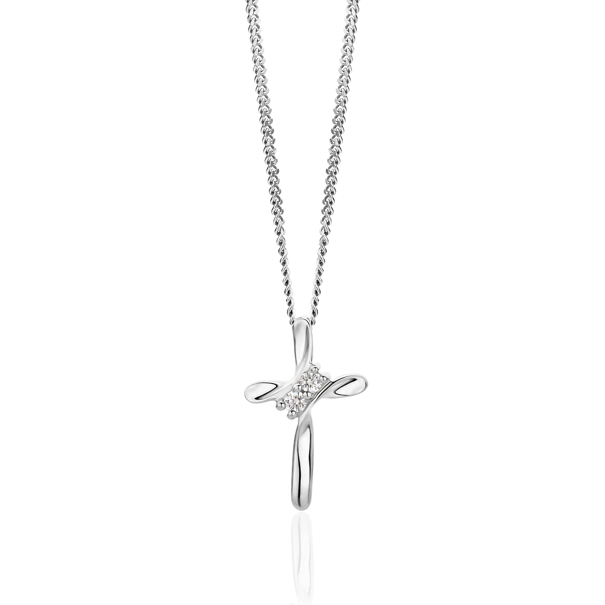 Ciondolo con croce in Oro bianco e Diamante naturale taglio