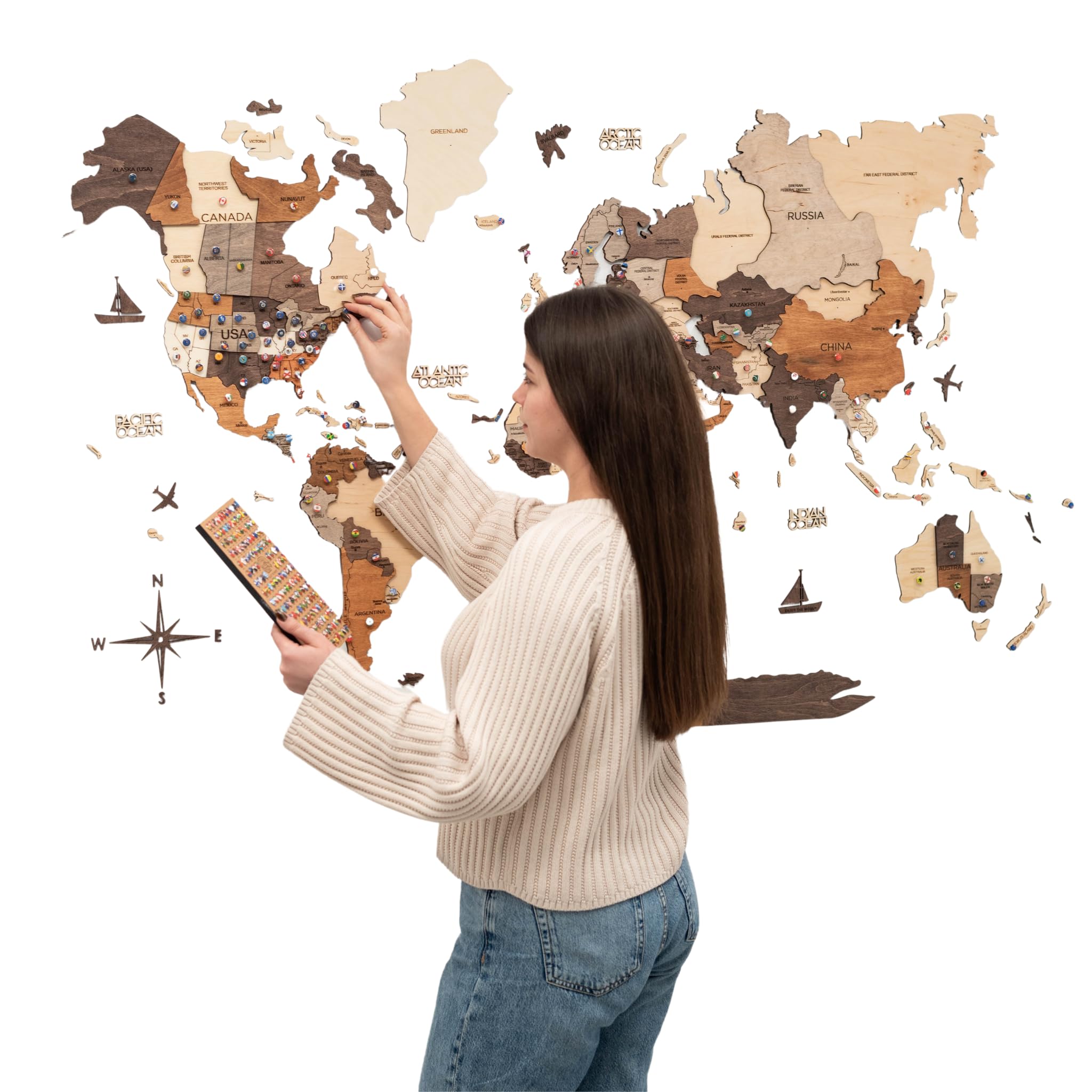 Enjoy The Wood 3D Wood World Map Wall Art Large Wood Wall Décor