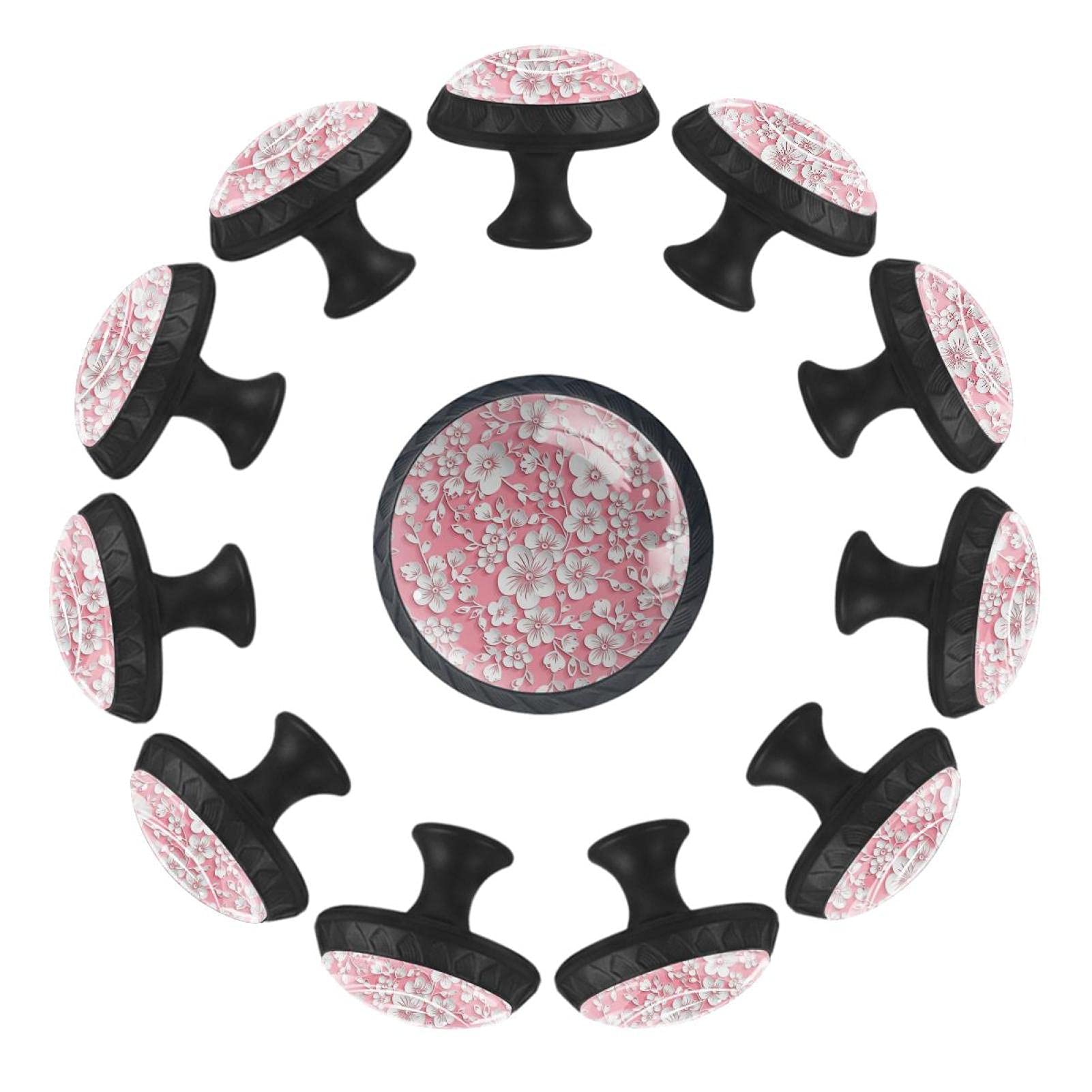 Boutons de tiroir ronds pour crèche et chambre enfant fleur de cerisier lot de 12