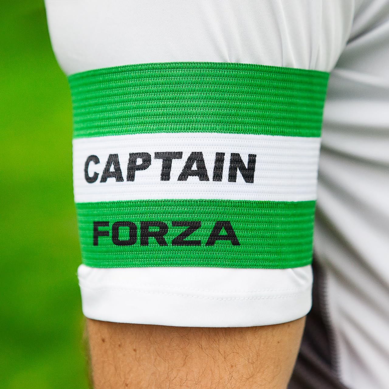FORZA Captains Armbands – Adult & Junior Elastic Sport Arm Band for Football, Rugby & More [7 Colour Options] (Green, Senior)