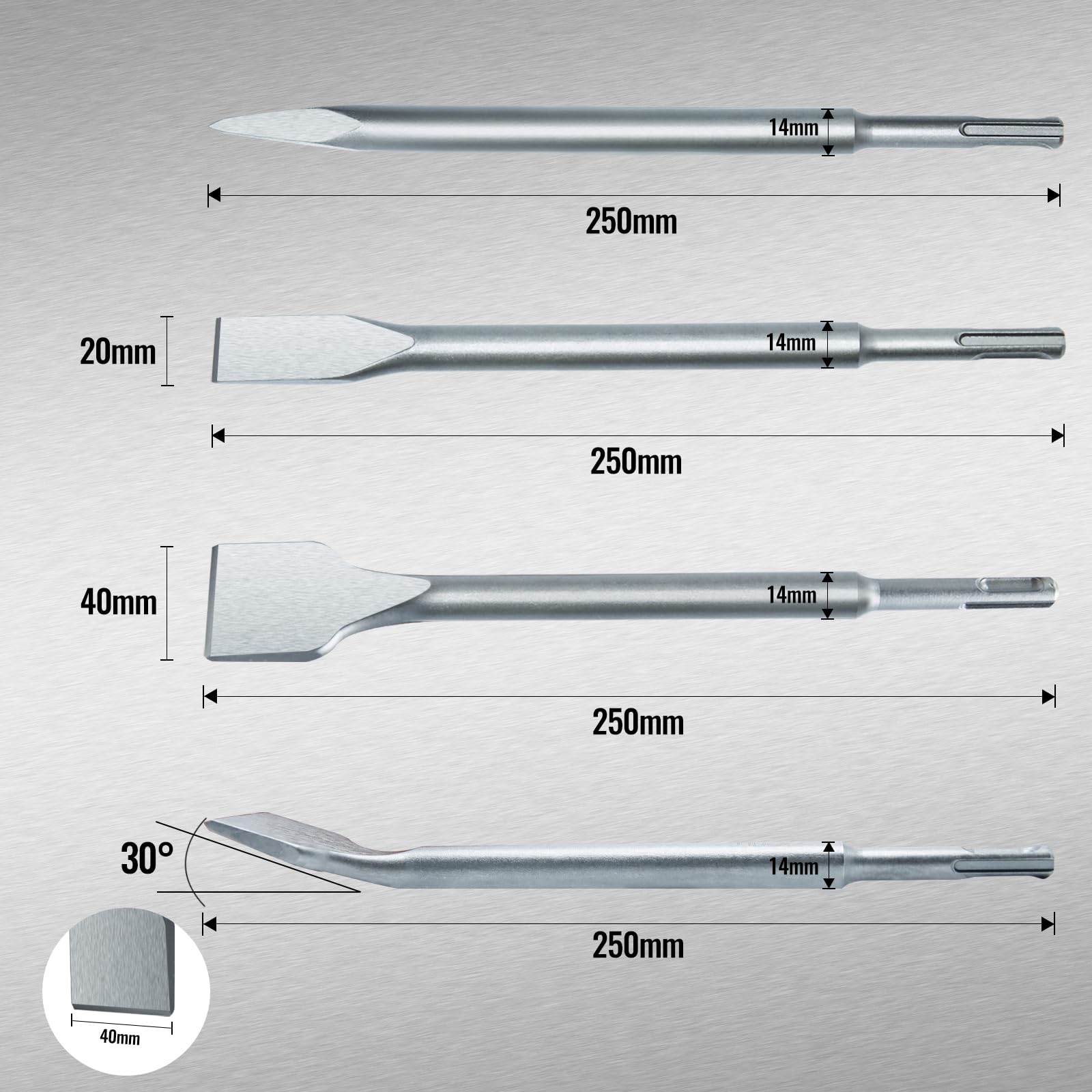 CCLIFE Scalpello SDS plus, Scalpelli per Piastrelle Scalpelli per Rimuovere di Calcestruzzo Muratura, Scalpello a Spatola per Trapano a Percussione