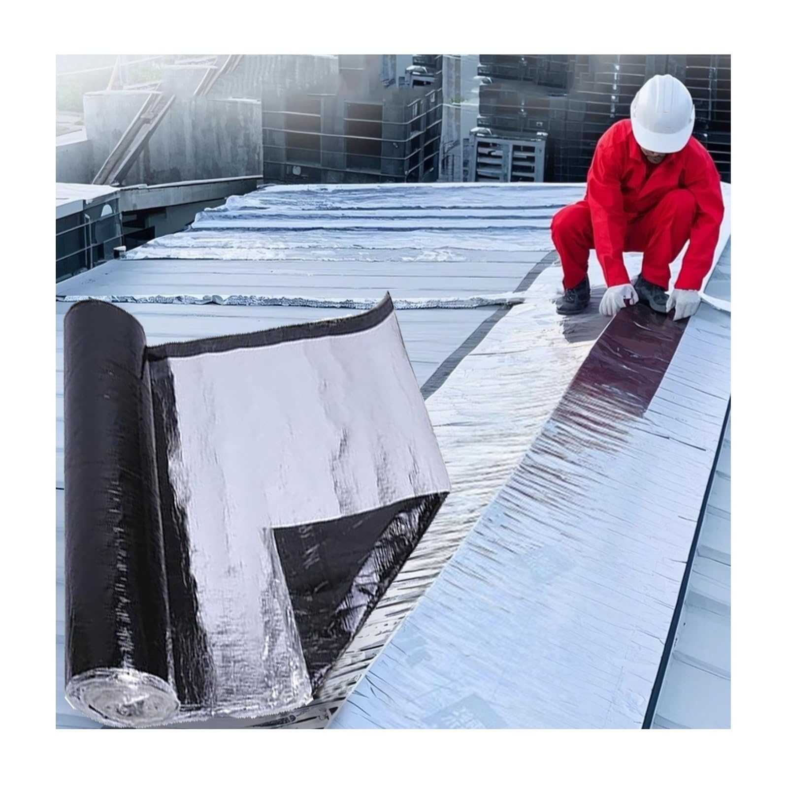 ASDQWER Seal Tape,Patch Cracks，Roof Protector Underlayment Roll,Roll Flashing Tape，Self-Adhesive Sheds Roofing Felt, Roof Repair Aluminium Foil Tape,for Roofs,Floors,Lofts(THK1.2mm/W1*L7m)