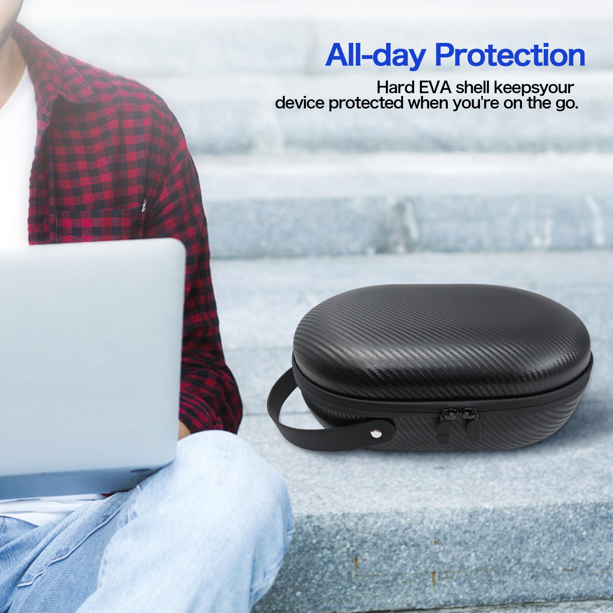 AWINNER Custodia rigida compatibile per Apple Vision Pro, accessori VR Headset con cinturino Elite, design ultra sottile per viaggi (fibra di carbonio)