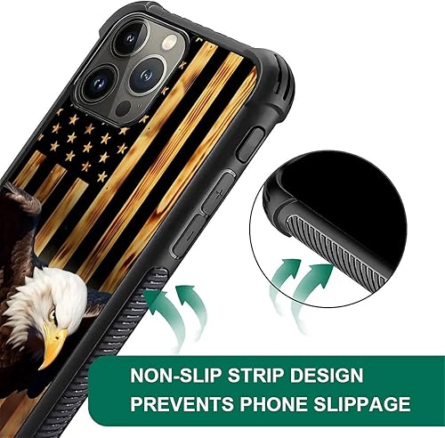 Vista 376 de Funda compatible con iPhone 13 Pro, diseño de patrón para iPhone 13 Pro, fundas para mujeres y niñas, Betsy Ross 13 estrellas de madera con bandera
