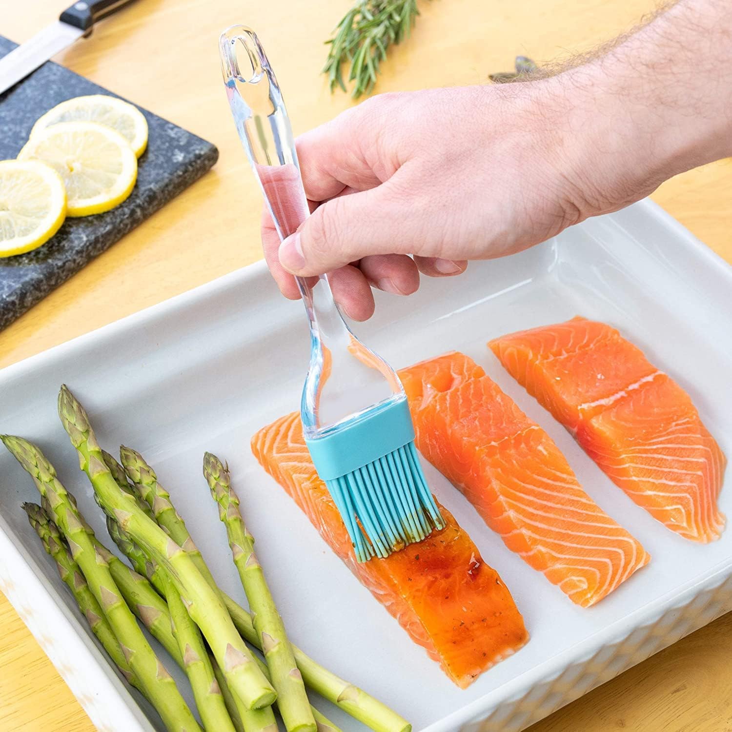 Flour Butter Chocolate Silicon Pastry Multi Purpose Basting Brush Set Stainless Steel Silicone Bristles for BBQ/Grilling/Pastry/Turkey Baster BPA Free Blue 3