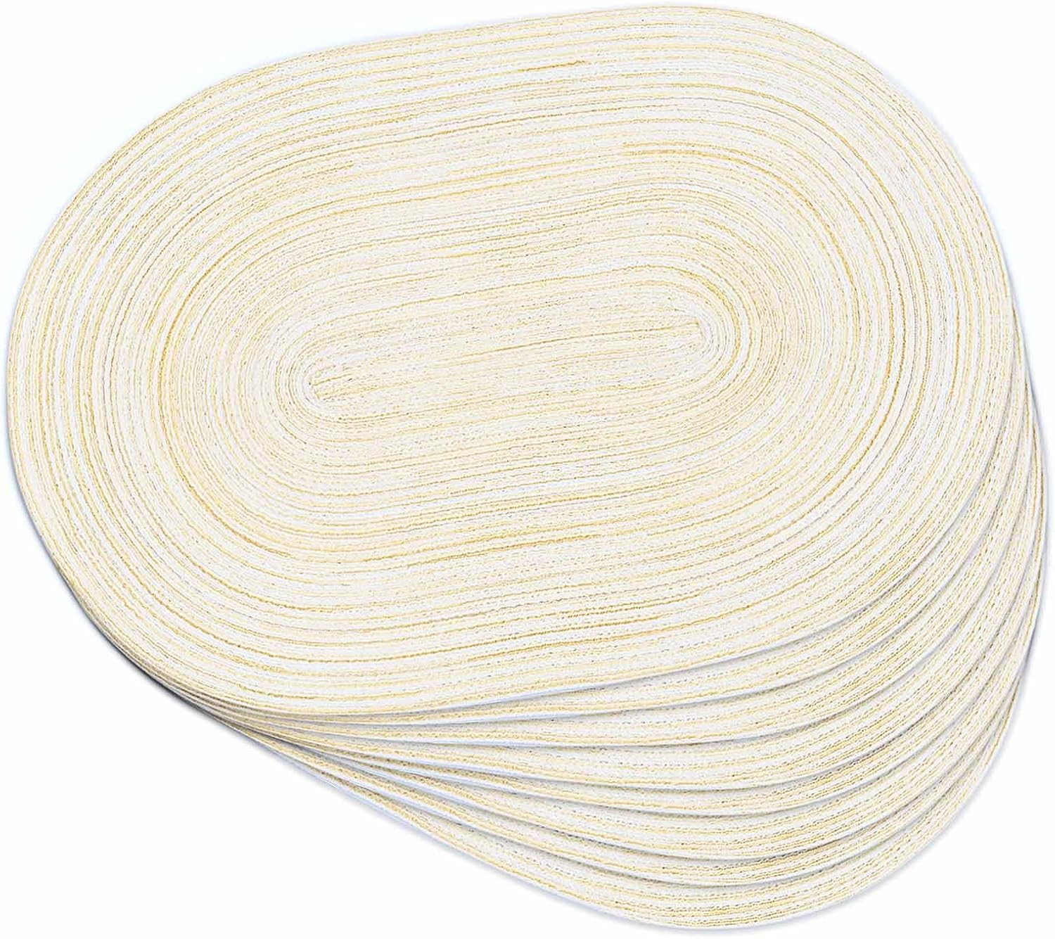Noctiflorous Oval Braided Placemats Set of 8 Woven 12x18 Inch Non Slip Washable Heat Resistant Place Mats Round Tablemats for Dining Kitchen Party Daily Table Decor Dinner Mats (11 Beige, 8)