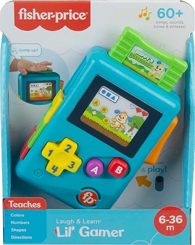 Miniatura 8 de Fisher-Price Lil Juguete de aprendizaje para jugadores juguete de videojuegos de mano con música y luces juguete para bebés y niños pequeños