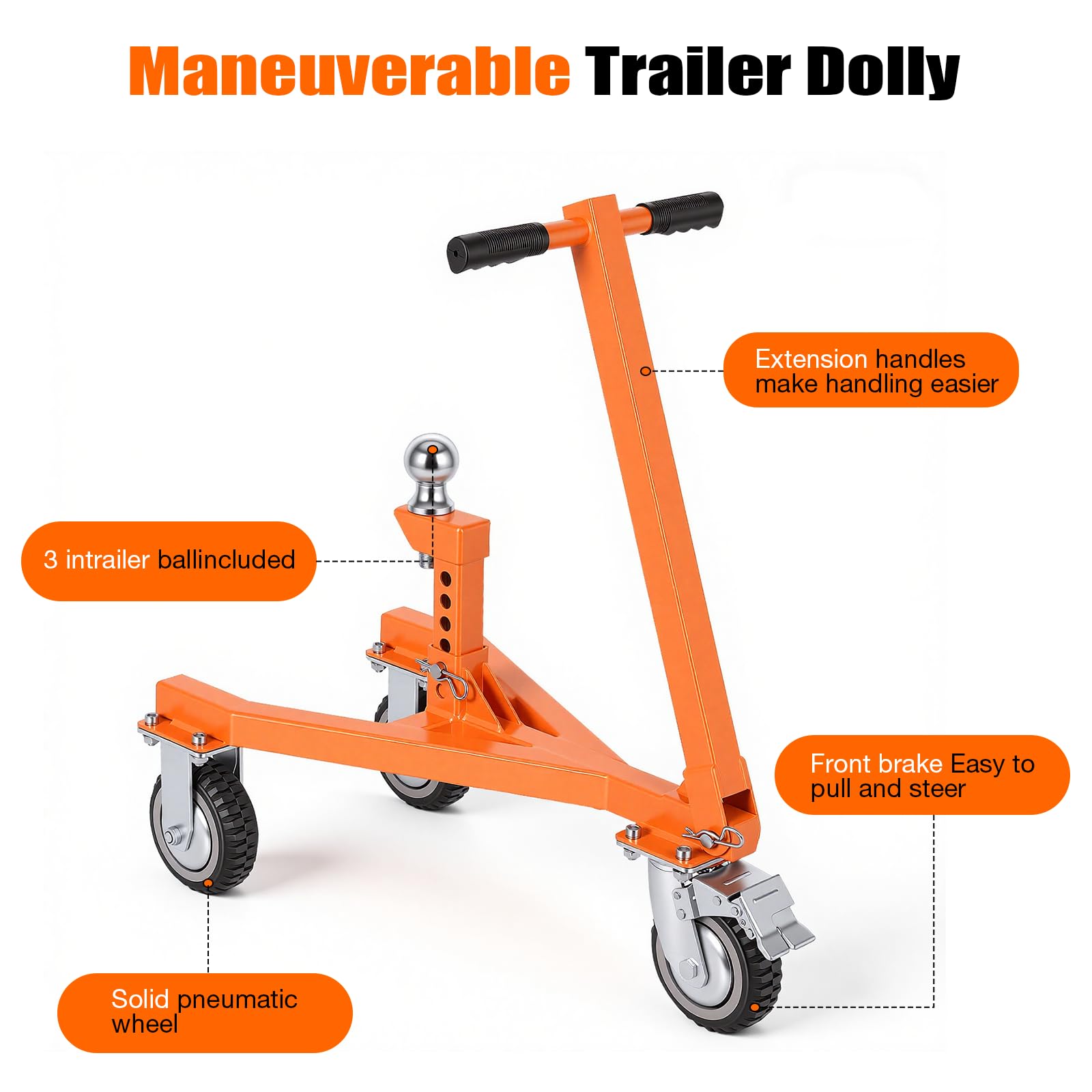 FAHKNS Trailer Dolly 1,587.6 kg Zungengewicht Anhänger Mover mit 5,1 cm & 2-5/16 Zoll Ball geeignet für Wohnmobil, Boot, Camper, Pritsche, geschlossene Anhänger und so weiter.