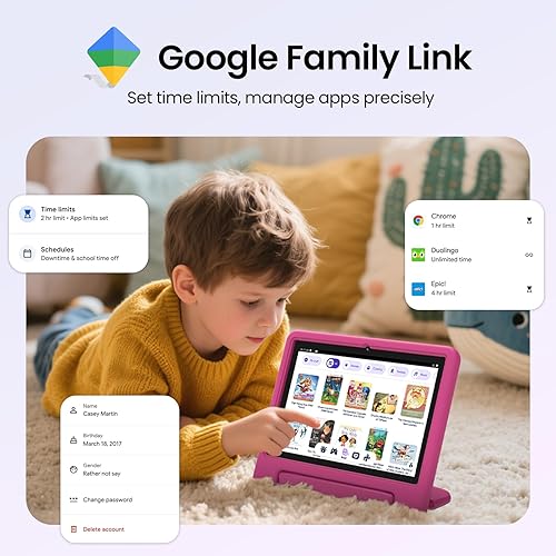 Miniatura 7 de ApoloSignage 2025 Android 15 Tablet para niños, pantalla HD de 10 pulgadas, procesador Octa-Core, 8 GB RAM, 64 GB ROM (expandible a 1 TB), con