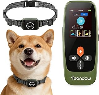 Teendow T800 Pro Wireless Fence for Dogs, Wireless Dog Fence with Remote Control, Waterproof & Rechargeable Electric Dog Fence, HD Display, Bark Control & Training for Outdoor