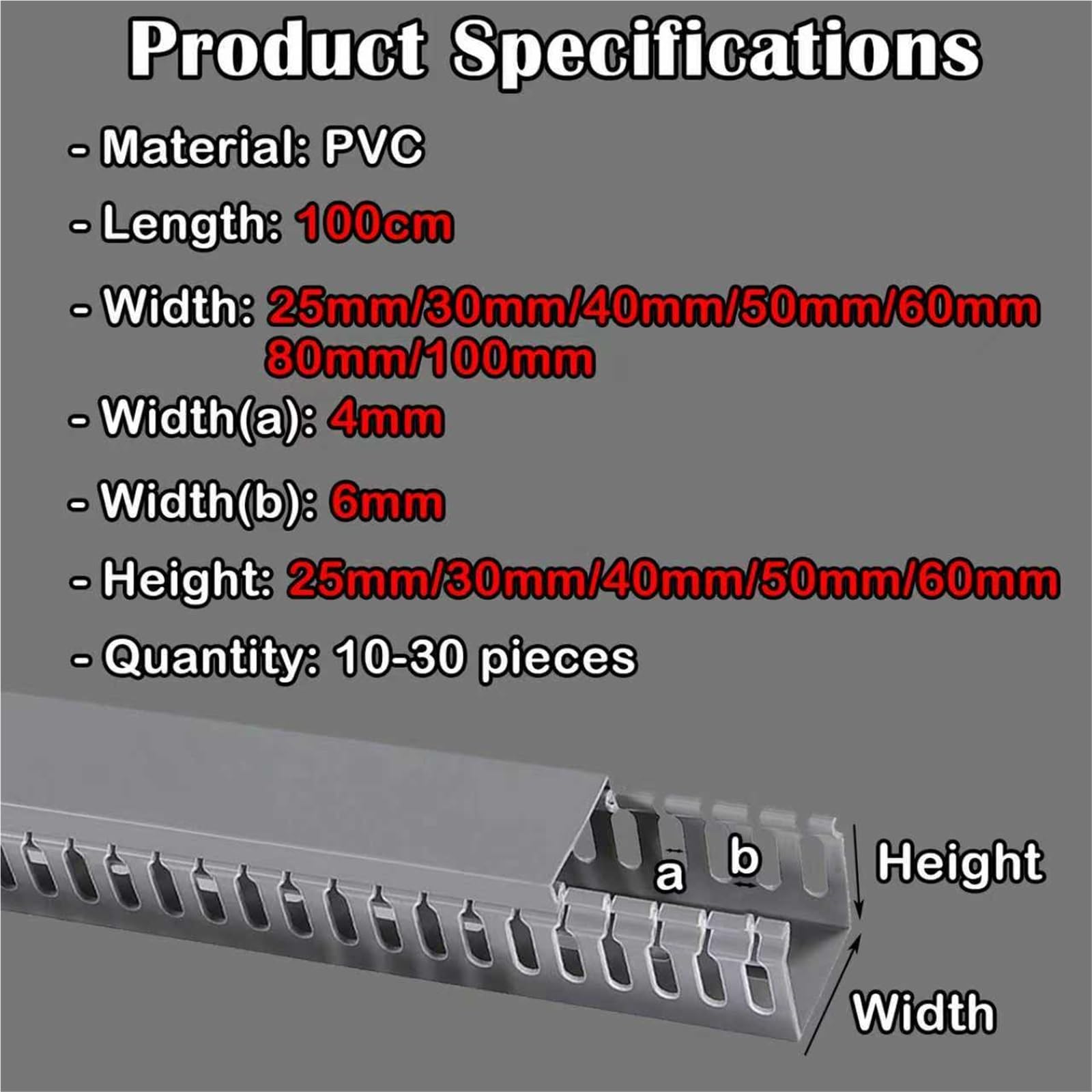 calpestabile passacavi 10 12 14 16 18 20 30 Pezzi Nascondicavo A Fessura Aperta, Organizzatore Di Cavi Nascosto Da 100 Cm Di Lunghezza, Kit Di Canaline Per(12 pcs,W H 80mm x 50mm)