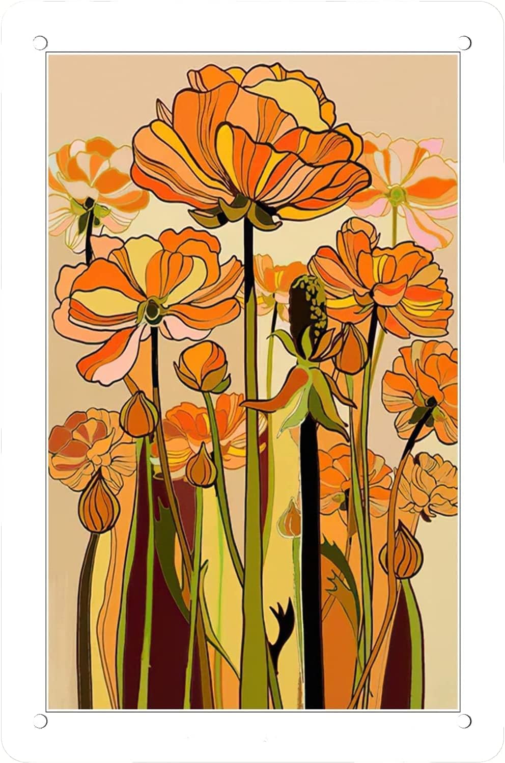 Amazon.com: Orange California Poppies Mid Century 70s Vintage Travel ...