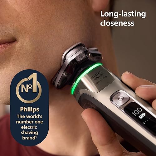 Miniatura 2 de Philips Norelco Shaver i9000 Prestige - Afeitadora eléctrica en seco y húmedo, ostra dorada, tecnología Sense IQ, sistema de triple elevación y