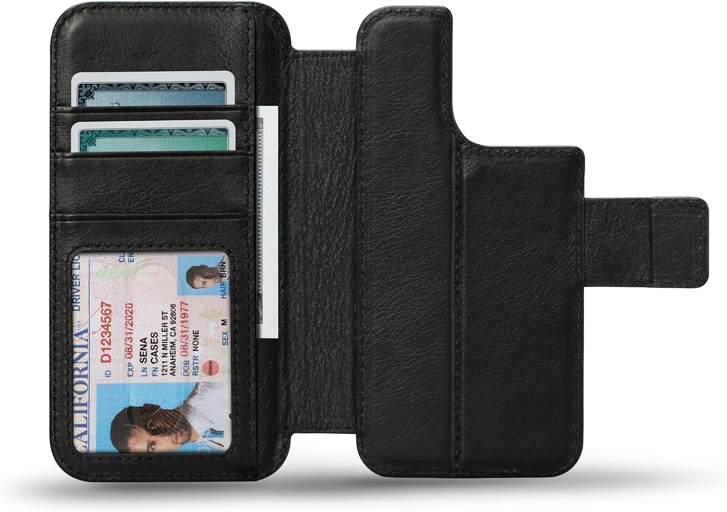 SENA Wallet Book Case, Leather Book Style Folio Wallet with Kickstand & Card Slots for iPhone (Black, iPhone 14 Pro)