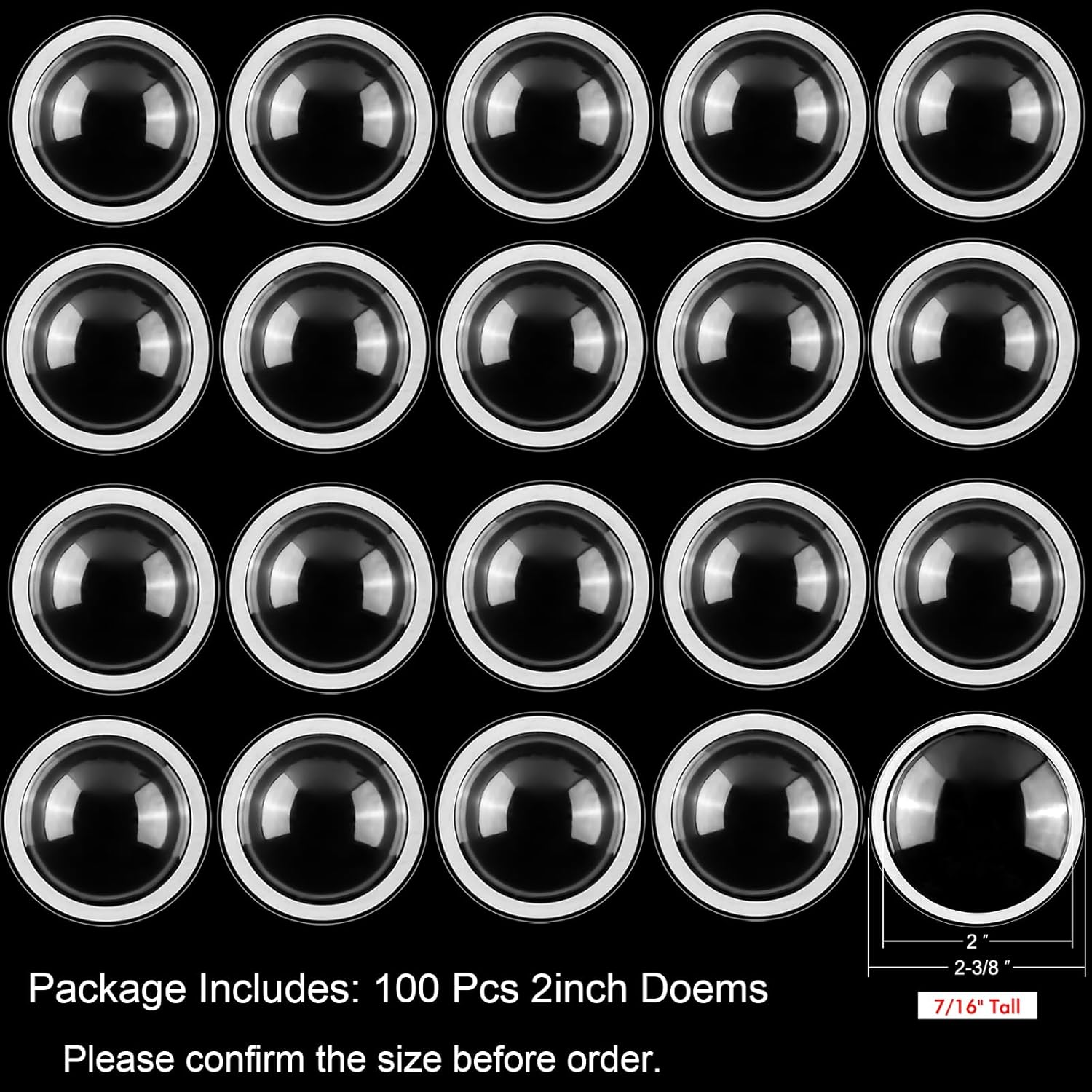 100 Pcs 2" Clear Plastic Dome for Crafts, Half Ball Adhesive Circle Plastic Transparent Dimensional Blister Puffy Shaker Covers for Adding Dimension and Shine to Shaker Card Making Supplies