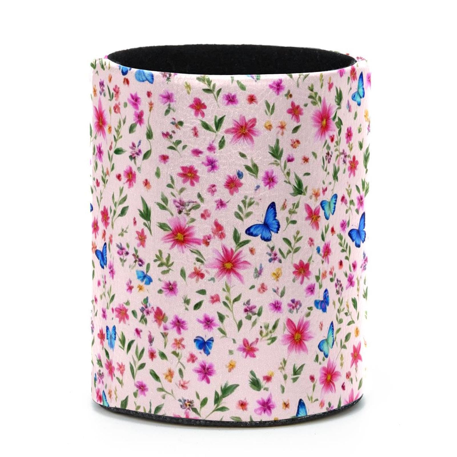 VAPOKF Round Pencil Holders for Desk, Aesthetic Butterfly Pen Holders Pen Pot Makeup Brushes Storage Desktop Stationery Supplies Organiser for Home Office