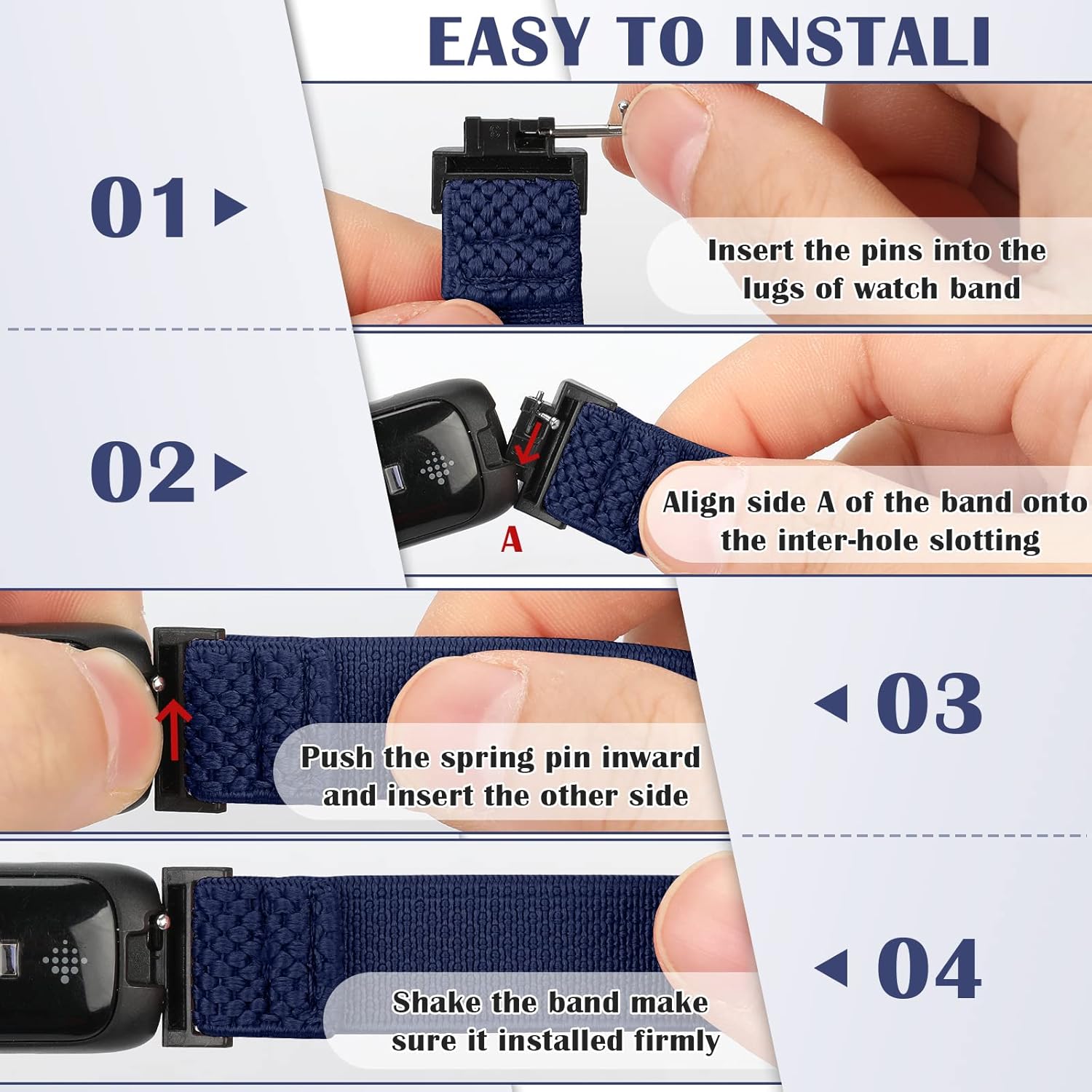 Compatible with Fitbit Inspire 3/Inpsire 2/Inspire/Inpsire HR/Ace 2/Ace 3 Watch Bands, Elastic Adjustable Replacement Wristband Women Men Stretchy Soft Sport Nylon Loop Straps - Image 6