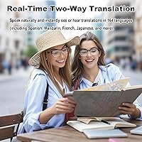 Vista 5 de Lentes inteligentes AI con traducción en tiempo real para 164 idiomas, lentes de traducción Bluetooth 5.4 para hombres y mujeres, bloqueo de luz