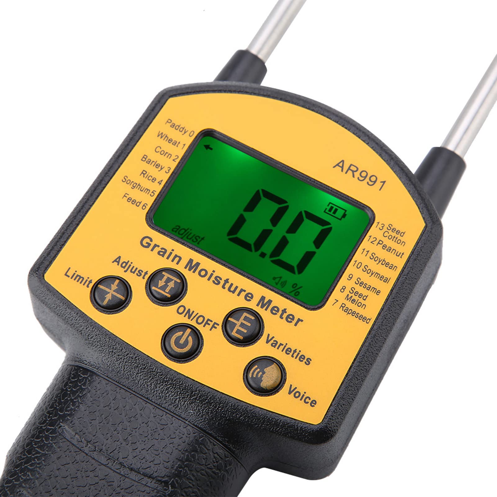 Humidimètre Numérique LCD Portable pour Grains, Capteur Intelligent, Sonde Acier Double Tige