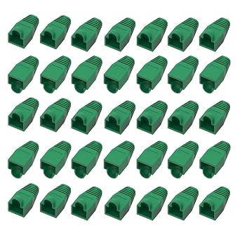50Pcs RJ45 Strain Relief Boots, 8mm RJ45 Boots, PVC Soft Plastic CAT 6 Ethernet Boots, Green RJ45 Connector Covers Compatible with CAT5, CAT5E, CAT6, CAT6E RJ45 Cable Cap