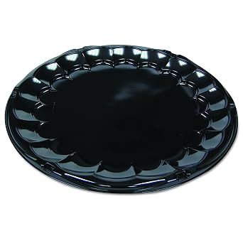 Pactiv 9818K Round SmartLock CaterWare Trays, 1 Compartment, 18 Diameter, Black Pack of 50