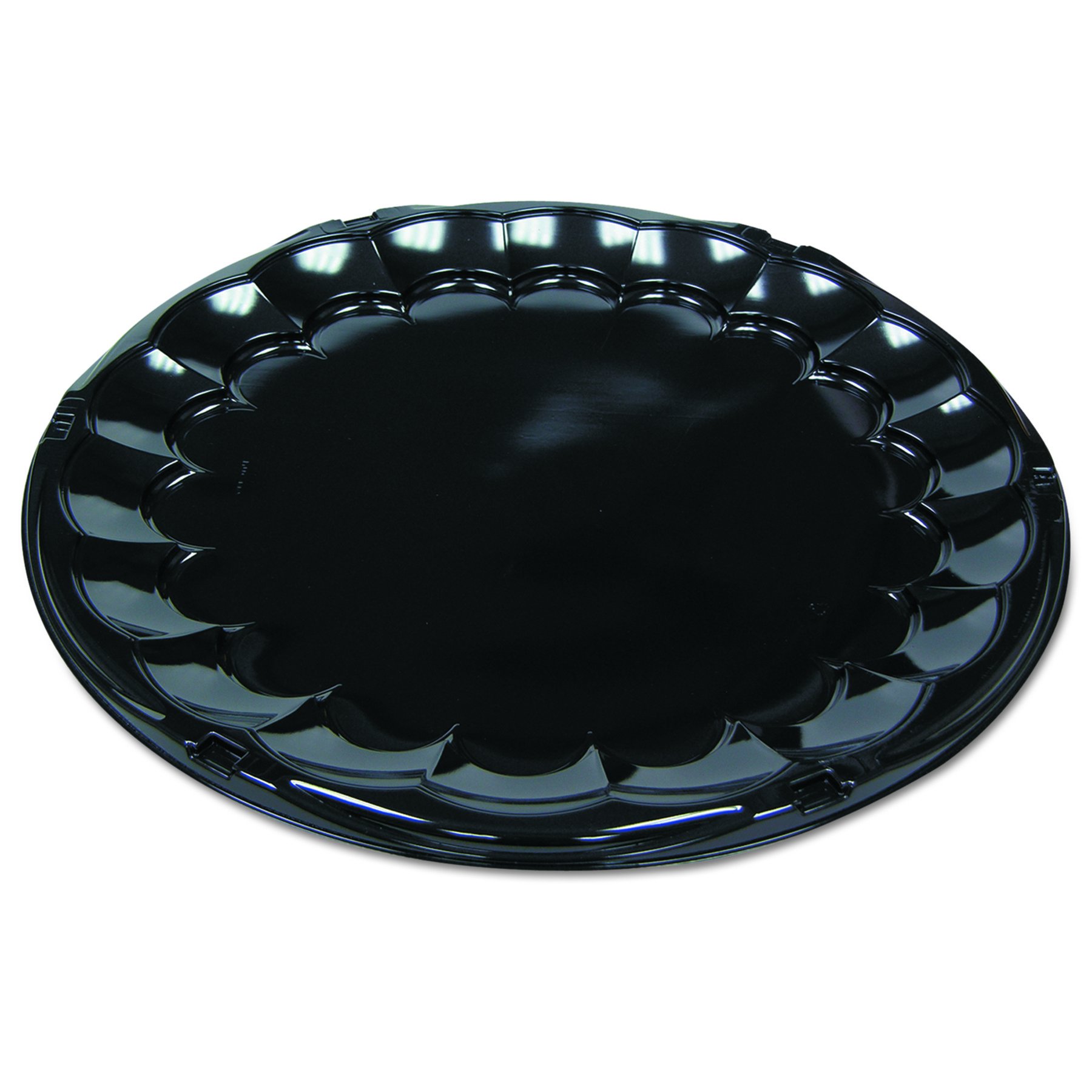 Pactiv 9818K Round SmartLock CaterWare Trays, 1 Compartment, 18'' Diameter, Black (Pack of 50)