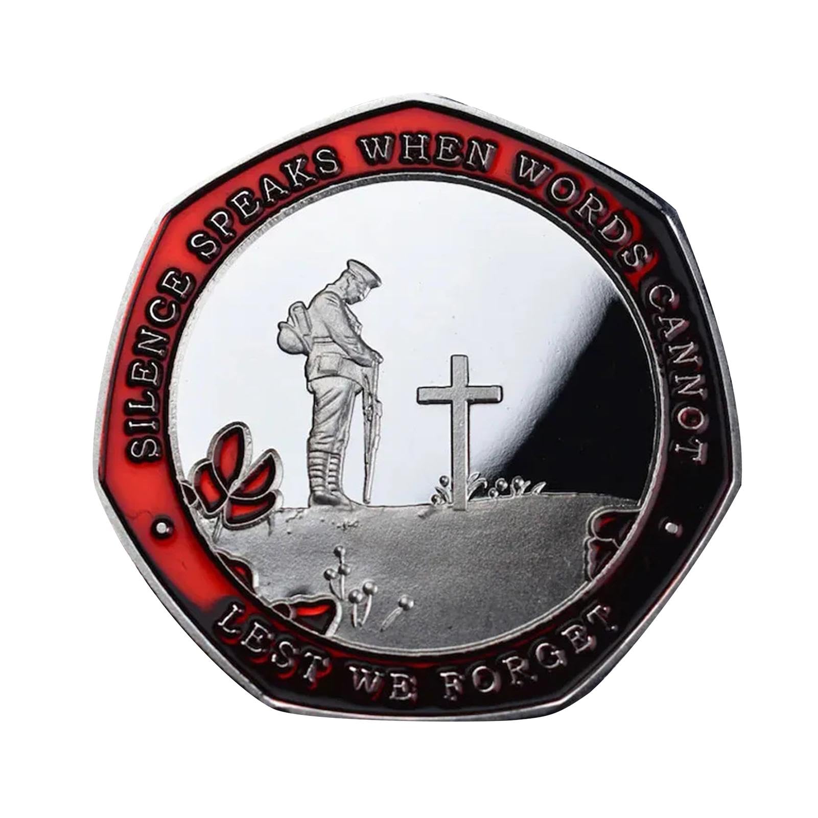 Armistice Remembrance Commemorative Coin, Enamel Poppys Commemorative Coin, Armistice History Collectible Coin, Victory Remembrance Badge, Retro Design Craft Souvenir, for Holiday Decoration