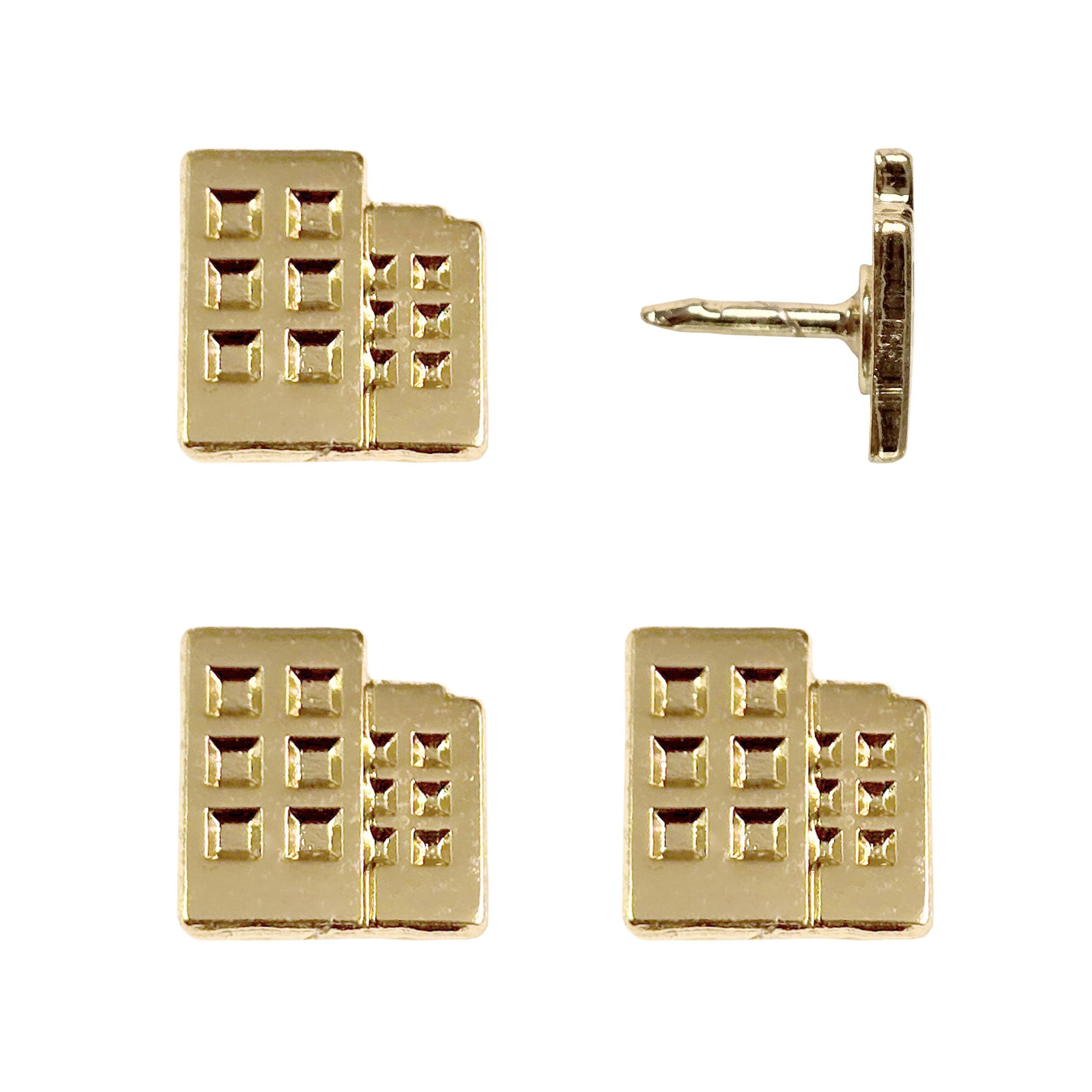 Building Push Pins - Gold Metal Building Pins - for Cork Board, Maps, or Lapel Pin Use - Designed in USA - Set of 4