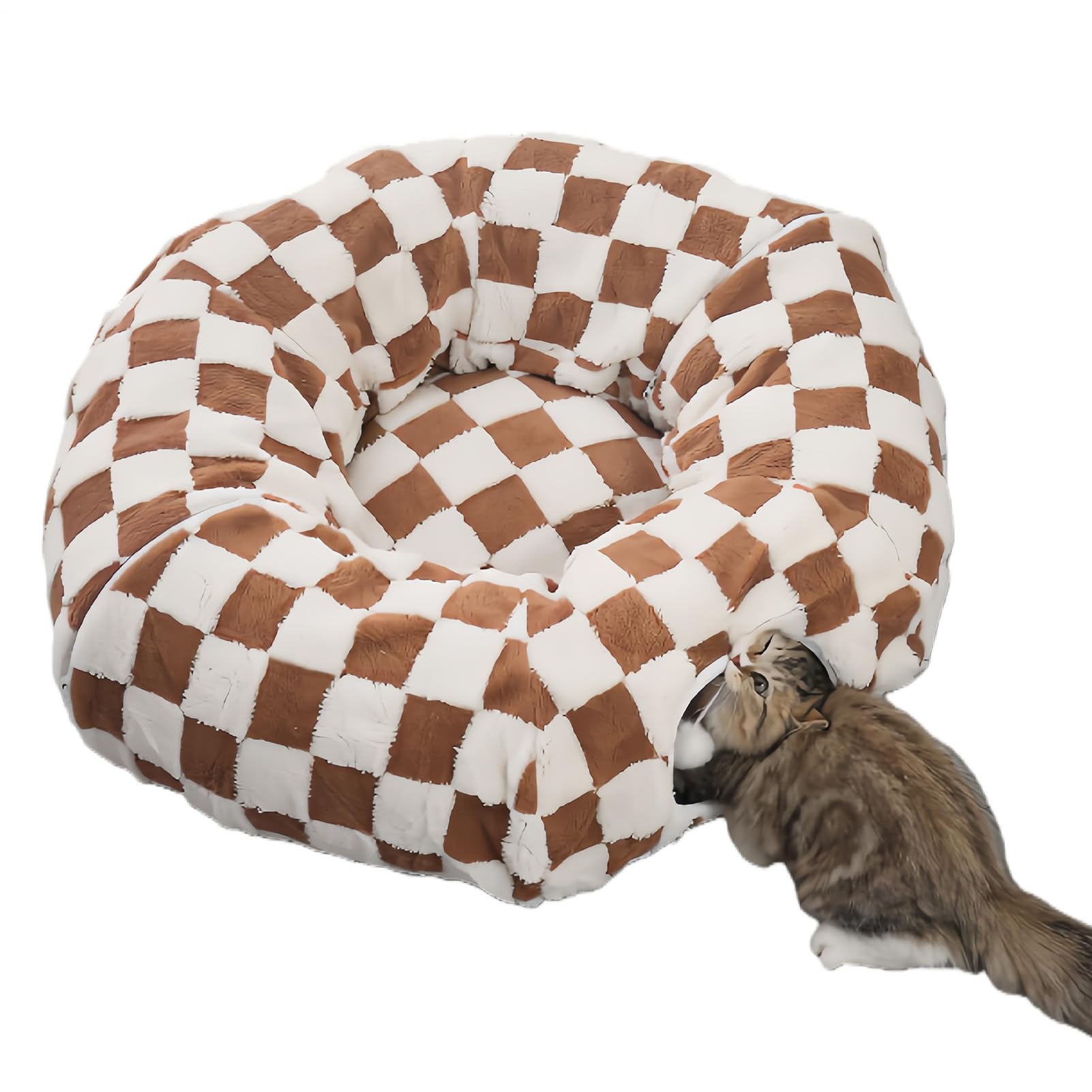 Cat Donut Tunnel,Washable Nest with Removable Cushion - Cat Tunnel Donut Kitten Bed | for Pet Sleeping Kitten Puppy Bunny Indoor Bedroom Living Room Home Decor Balcony Winter