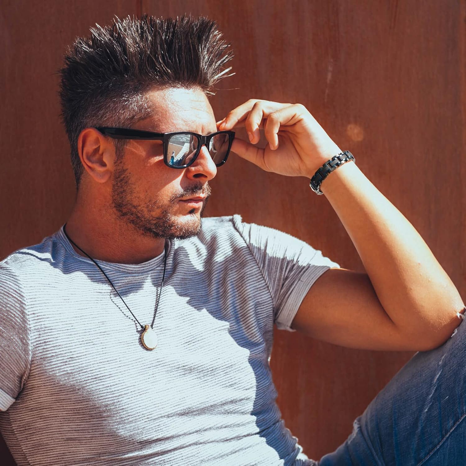 Men's initials bracelet - blue and black double spelling, men's bracelet stainless steel. Elegant and durable with gift box - Image 5