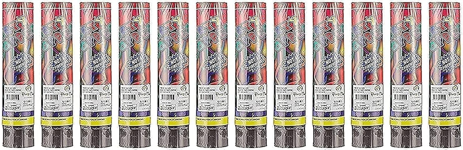 Spring Loaded Confetti Party Poppers 6 inch - 24 pc