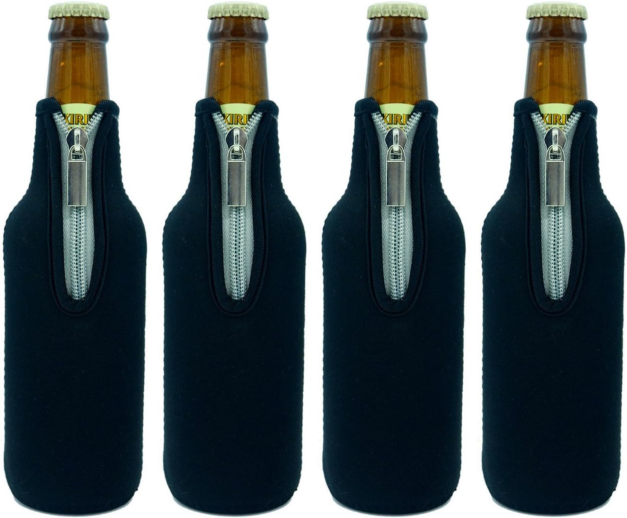 Wommty 6 Pack Neoprene Zipper Beer Coolers Coolies Insulator Beer Bottle Koozies Holder for Bar
