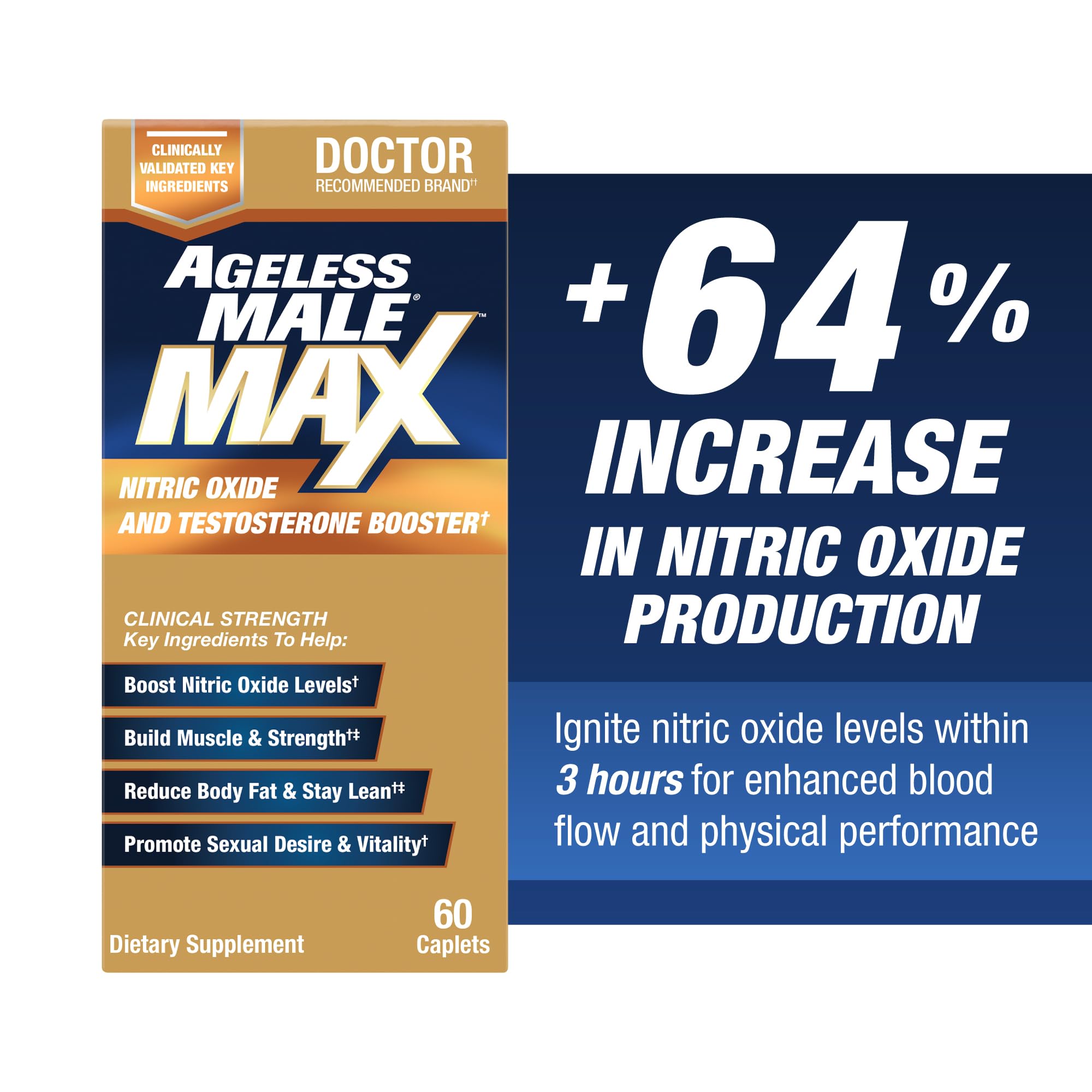 Ageless Male Max Total Testosterone Booster and Nitric Oxide for Men, 60ct — Amazon image 2