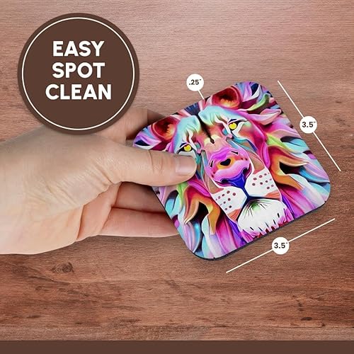 Miniatura 7 de Set of 8 Coasters - Soft - an Unreal Dreamlike Lion Fantasy Art Acrylic Art - Geometric Abstract