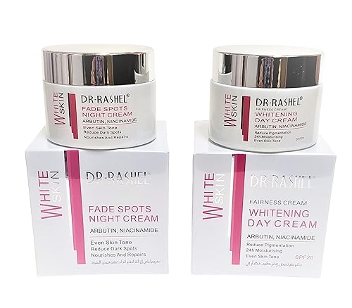 Dr Rashel Fade Dark Spots - Crema facial de día y crema de noche con arbutina y niacinamida (paquete de 2) tarros de 1.76 onzas